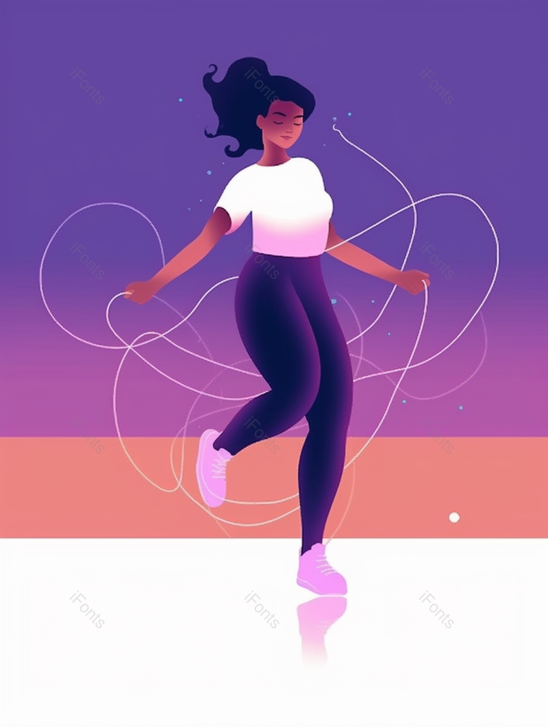 一名女人在健身跳绳健康生活运动卡通插画,插画/手绘图,插画/手绘图库,插画/手绘图下载,插画/手绘